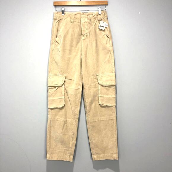 Free People Hard Crushing Plush Cargo Pant in Morning Oat Size 4 - Picture 2 of 8